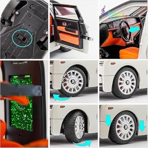 Image of Rolls Royce Phantom Model Car 1:32 Scale Exclusive Alloy Metal Pull Back Die-cast Car Toy with Openable Doors & Light Music Boys Toys for Kids (Phantom 1:32) (White)