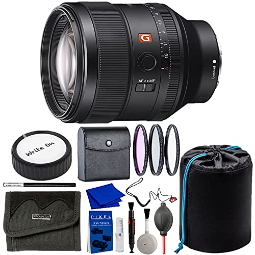 Sony FE 85mm F1.4 GM (SEL85F14GM) Camera Lens Bundle with 3PC Filter Kit, Lens Pouch, Rear Lens Cap, Cleaning Kit, Blower, Filter Case, Cap Leash | 85mm Sony Lens (USA Authorized with Sony Warranty)