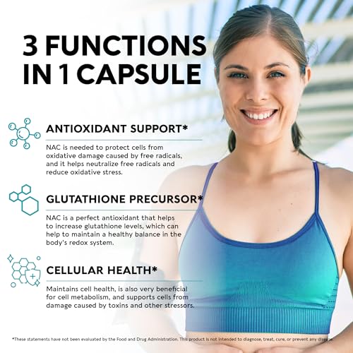 NAC Supplement | Selenium | B6 | B12 - Antioxidant, Immune & Thyroid Support - N Acetyl Cysteine 600 mg per Capsule, 1200 mg per Serving - Made in USA - Non-GMO, Gluten-Free, Vegan - 2 Month Supply - Image 5