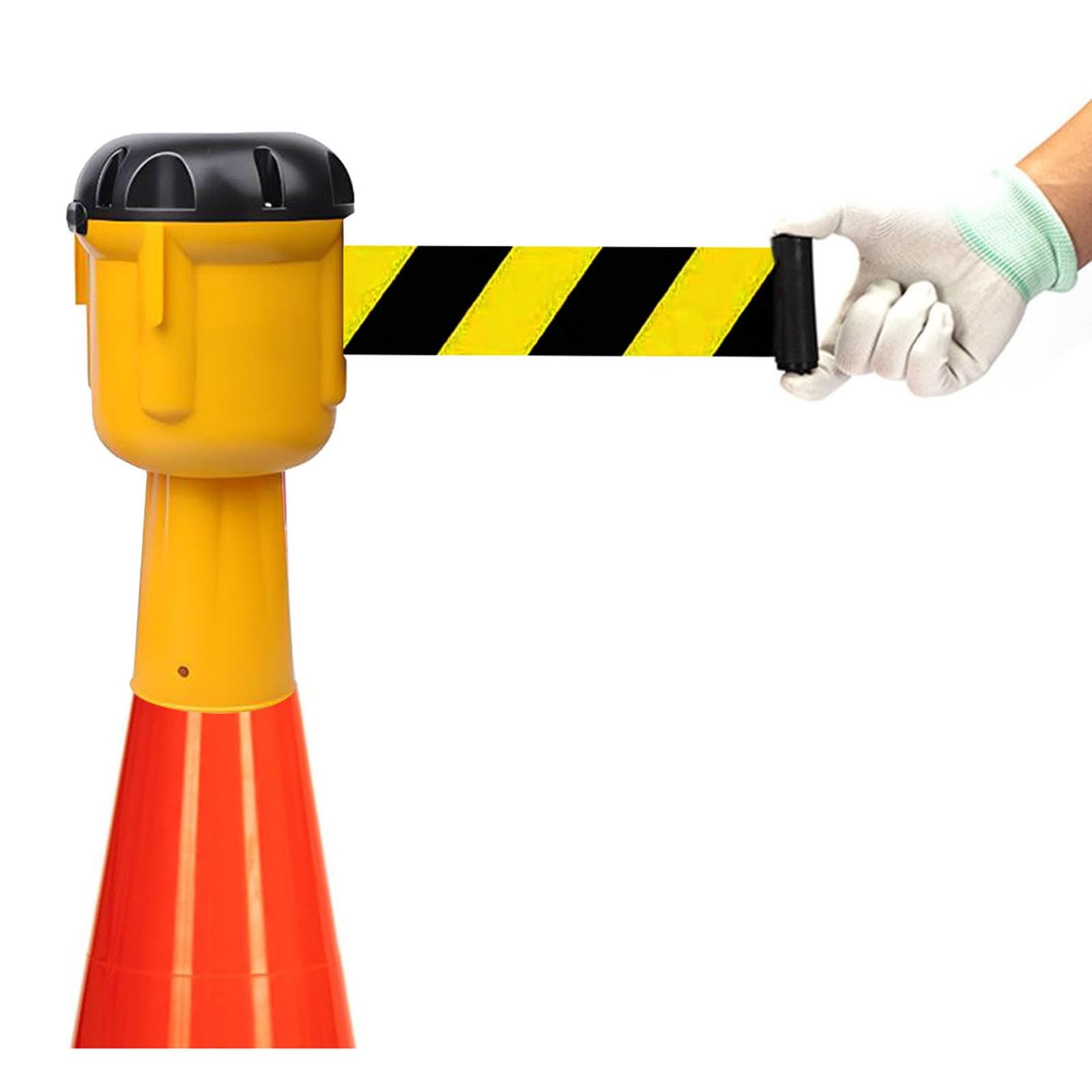 CAIFEXUE Cone-Mounted Retractable Belt Barrier, 10M Retractable Traffic Ctopper Tape, for Blocking Traffic and Pedestrian Areas,with Lock Button/a/10M(32Ft)