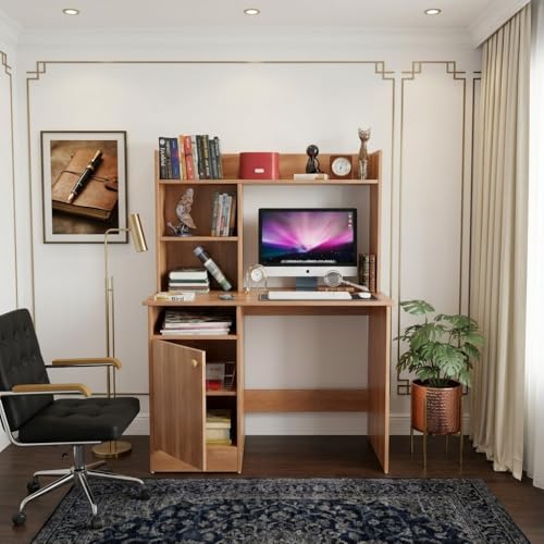 Image of SPYDER CRAFT Engineering Wood Modern Office Desk Study Table Computer Table for Office Work from Home Kids Study Room Workstation (Oak) Assembly (DIY) Do It By Yourself