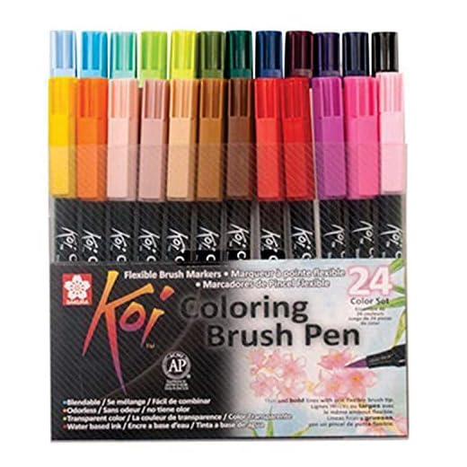 Sakura KOI Coloring Brush Set 24 - Pack de 24 rotuladores, Punta pincel