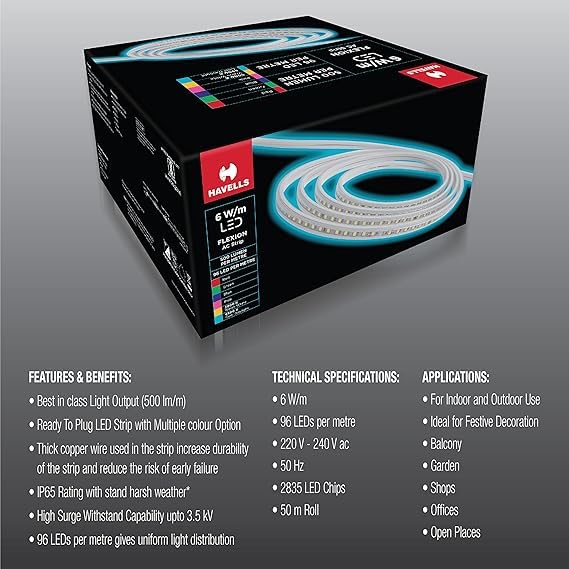 Image of Havells Flexion LED AC Rope 120 LED /Mtr Purple IP65 (Purple, 120 LED /MTR)