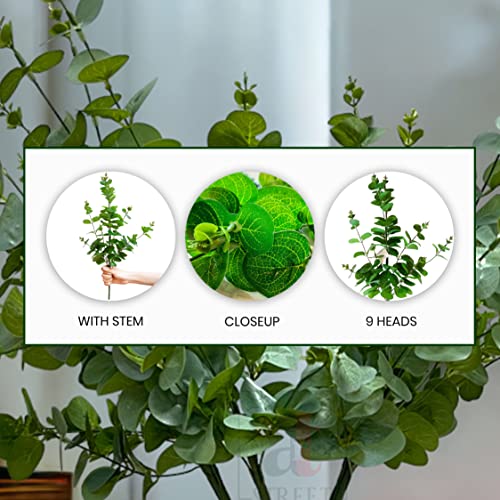 Image of Art Street Green Leaves Eucalyptus Leaf Leaves Stick for Vases or Pot | Ideal for Table Indoor Home Decoration, One Stick with 9 Head |Size 26 Inch (Pack of 2)