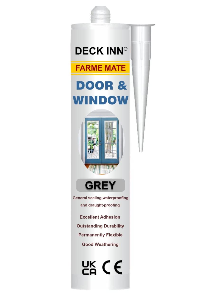 DECK INN Pack of 1 Grey Frame Mate Door & Window Silicone - Excellent Adshesion For Interior Exterior Sealing and Draught Proofing