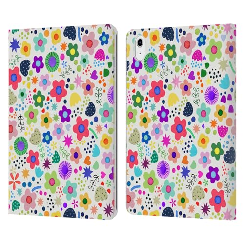 Housse iPad Air 11 Fleurs Psychédéliques étui portefeuille cuir compatible avec modèle 2024