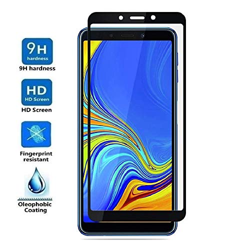REY - Protector de Pantalla Curvo para Samsung Galaxy A9s 2019 / A9 2018, Negro, Cristal Vidrio Templado Premium, 3D / 4D / 5D