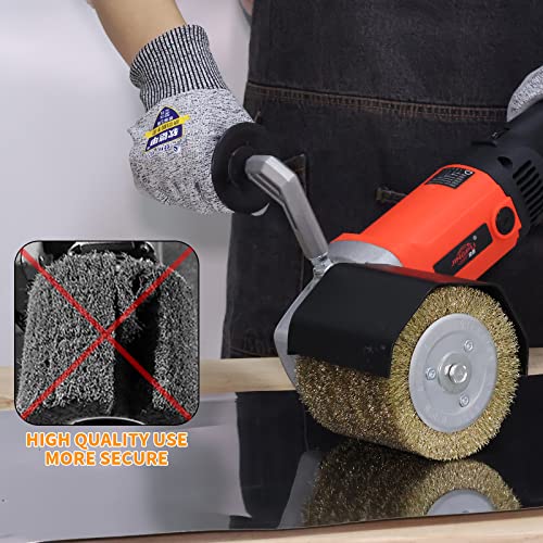 Image of 120x100mm Copper Plated Steel Wire Brush Wheel Surface Conditioning Tool 4.7 inch x 4 inch with 3 /4 inch Quad Keyway for Surface Finishing of Stainless Steel, Aluminum, Metal and Wood (0.3 Wire)