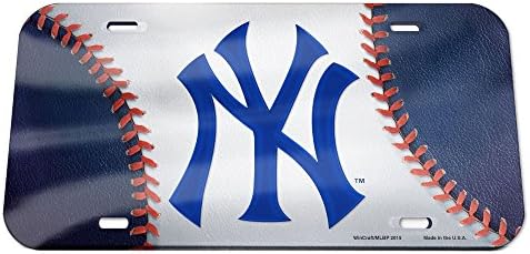 MLB New York Yankees Crystal Mirror Baseball License Plate, Team Color, One Size image 2
