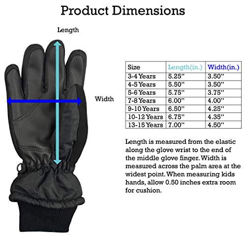 N'ice Caps Kids Waterproof Thinsulate Warm Winter Apparel Gloves (Black Stripe, 9-10 Years) #TOP4