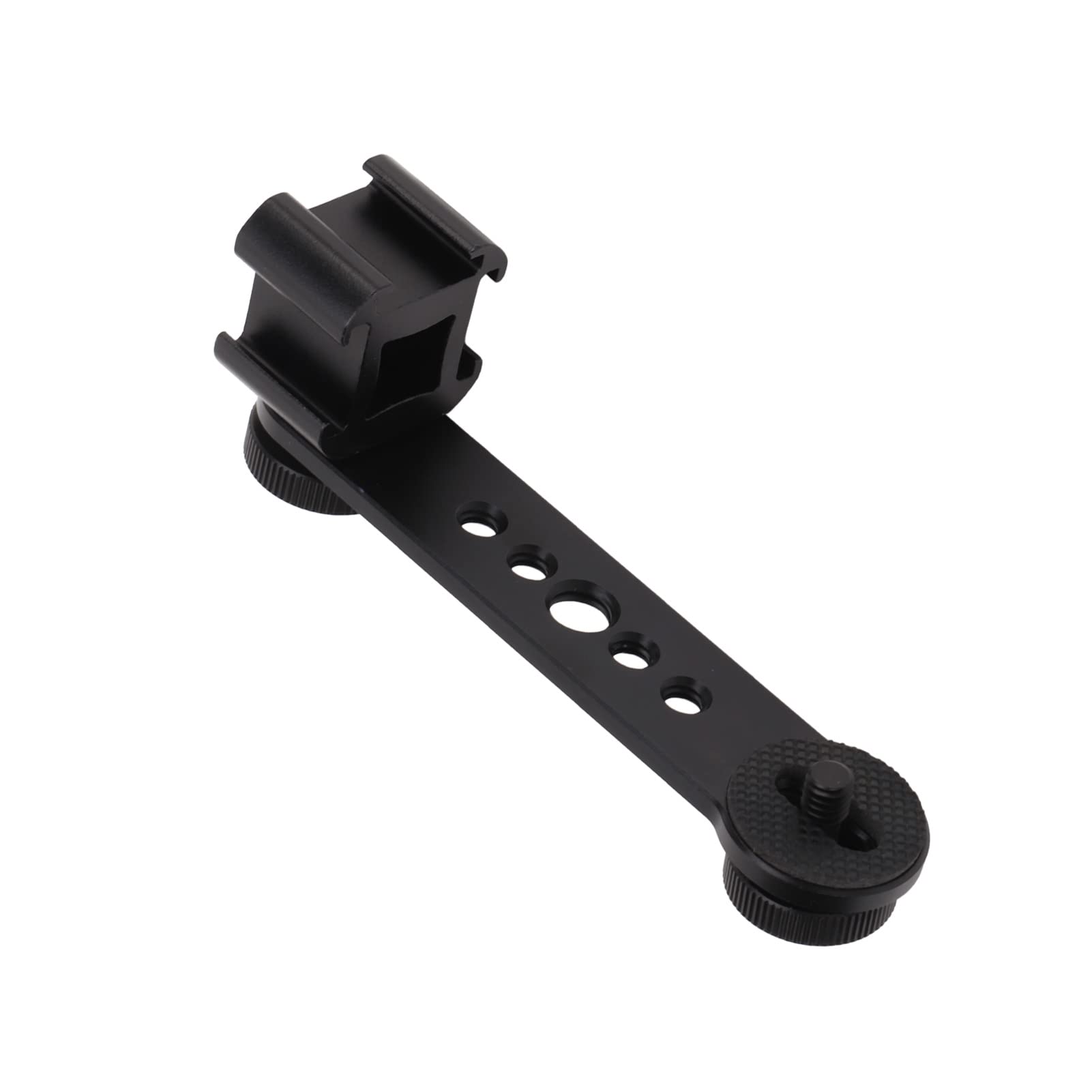 SorandyUniversal Cold Shoe Mount Adapter with 1/4in and 3/8in Screw Holes Compatible for Photography Studio LED Light Stand Tripod DSLR Camera Cage Flash Monitor 4.8 X 1.65in (Black)