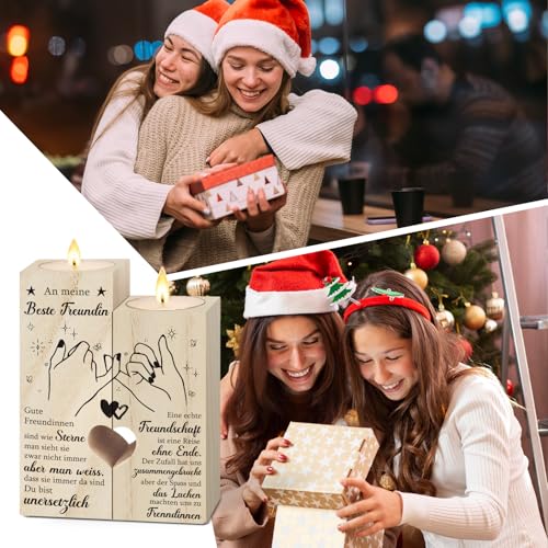 Beste Freundin Geschenke, Geschenk Freundin Weihnachten, Freundinnen Geschenk, Kerzenständer Xmas Geschenke für Freundin, Geburtstagsgeschenk Beste Freundin, Freundschaft Kerzen, BFF Geschenk