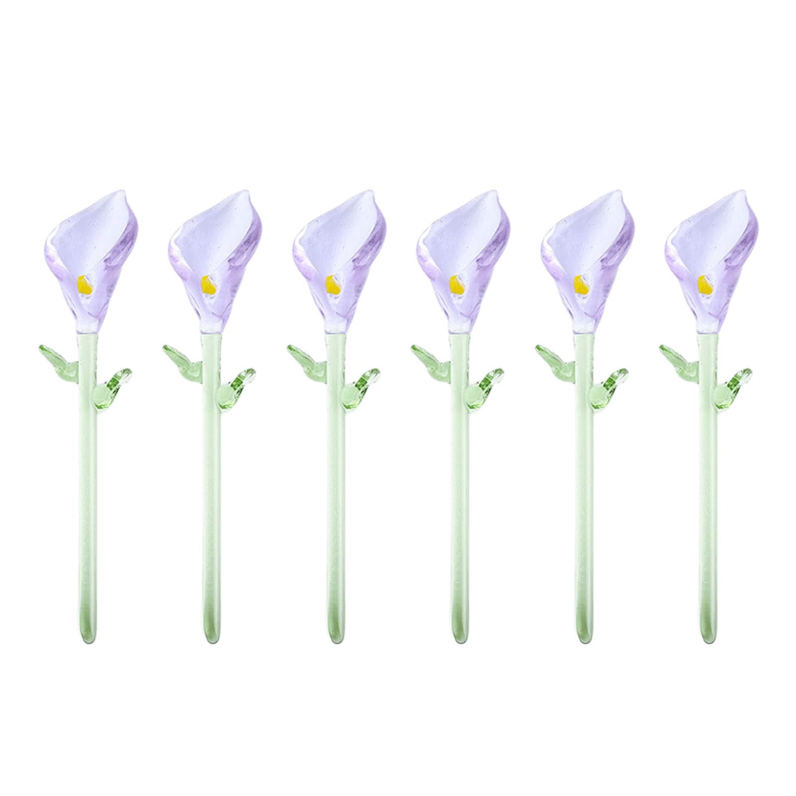 Kaeltsyn Of 6 Handcrafted Miniature Glass Floral Ornament Delicate Simulation Flower Floral Embellishments for Shelf Decors Decorative Glass Flower Set