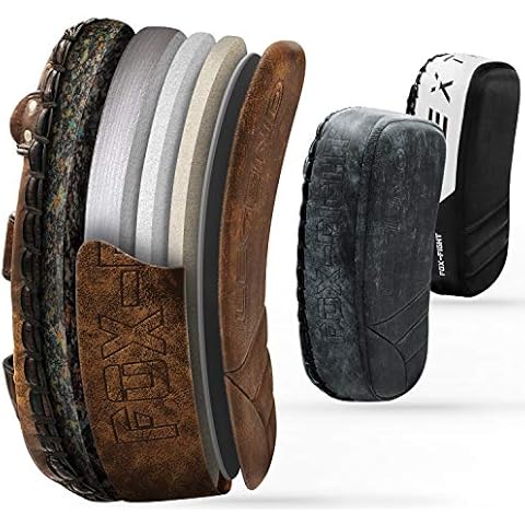 FOX-FIGHT Legend 2X Schlagpolster Arm Schield professionelle hochwertige Premium Qualität aus echtem Leder Handpratzen Schlagpratzen Pratzen Schlagkissen Boxpads Training MMA Kickbox Cover