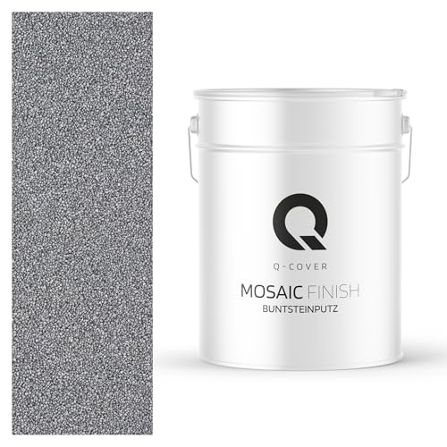 Q-COVER Intonaco mosaico 12,5 Kg Argento M11 | per interni ed esterni | pronto all’uso per facciate e zoccolature | resistente e decorativo