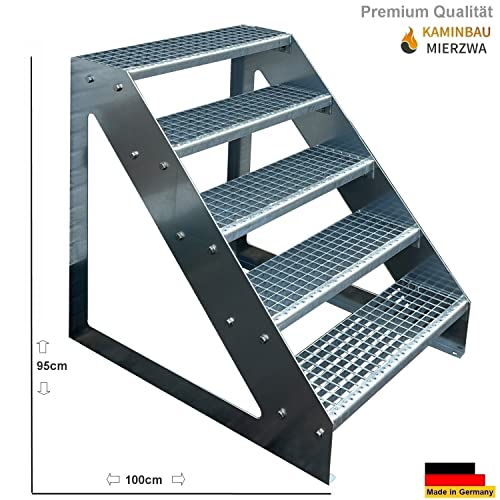 Escalier à limon 5 marches premium en acier galvanisé résistant aux intempéries