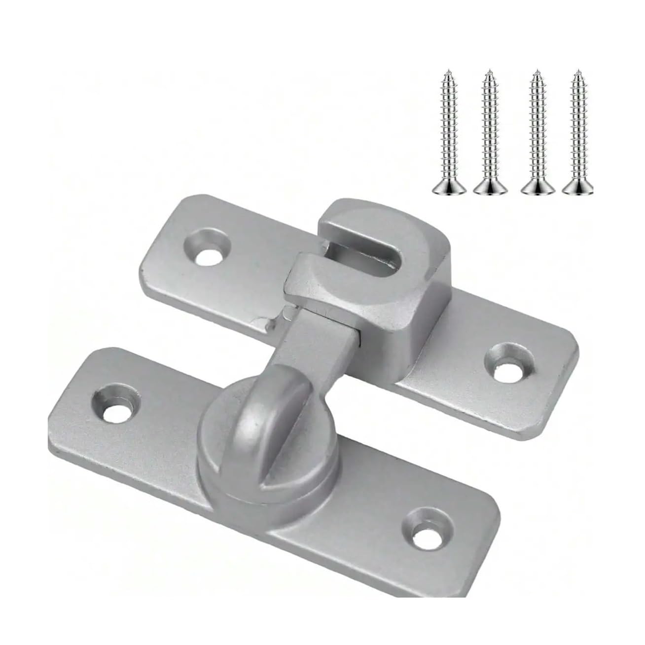 Dazhua Silver 2Pcs Punch-Free Hasp Latch Door Lock For Cabinet, Barn Door, Sliding Door