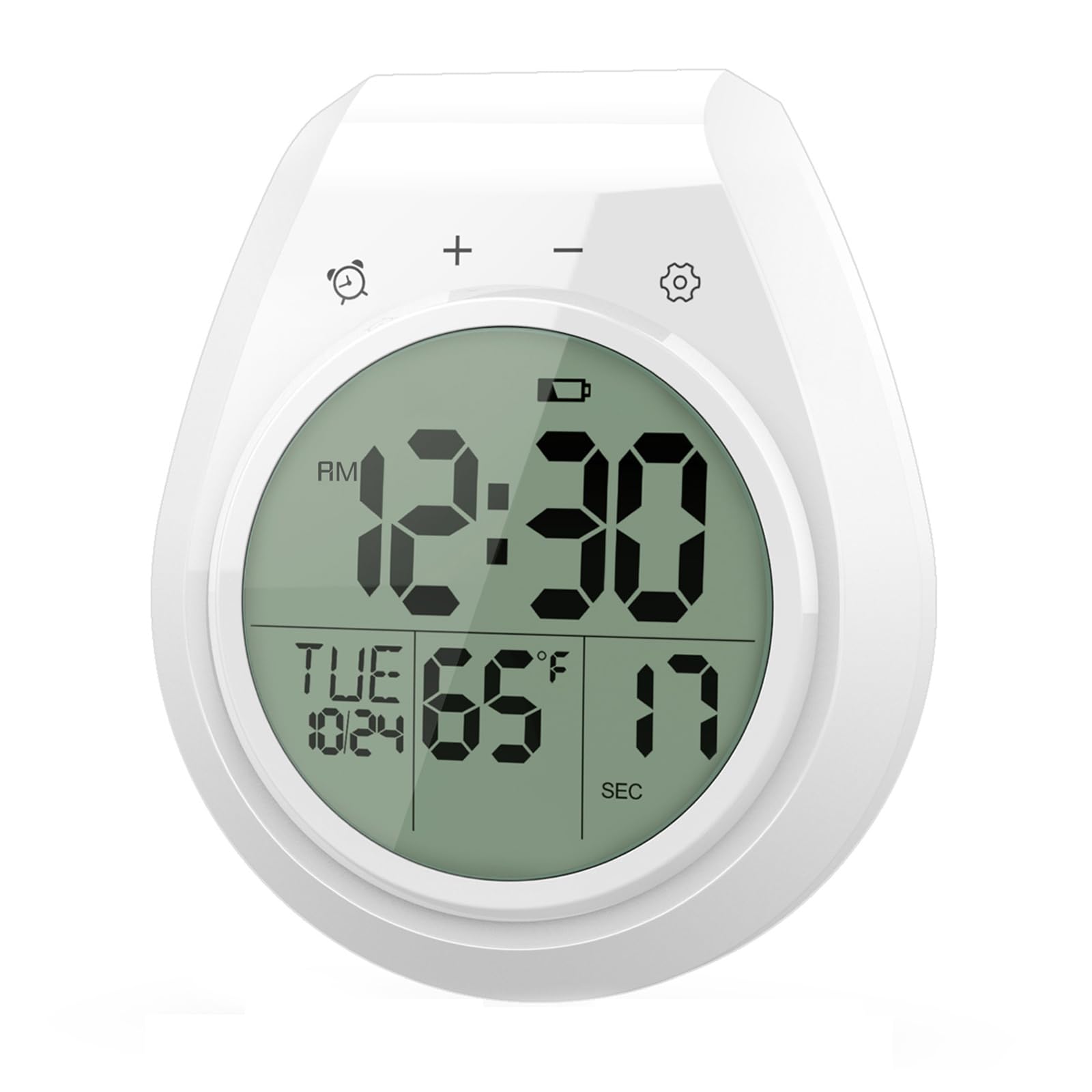 Shower Timer Digital Clock LCD Screen 12/24 Hour Format Temperature Display Countdown Function Suction Cup Mount