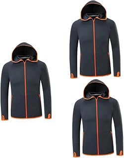 SHERCHPRY 3 peças roupas de pesca jaqueta protetora solar roupas de proteção UV roupas de proteção UV casaco de pesca moletom com capuz proteção solar roupas ao ar livre com chapéu traje de pesca poliéster, Cinza XG, Tamanho Único