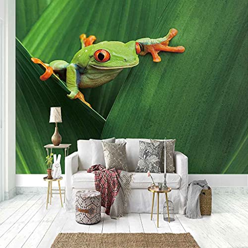 Papier peint panoramique 3D moderne vert auto-adhésif pour décoration murale