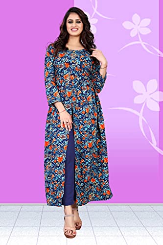 Image of H.E HAMZA ENTERPRISER Printed Crepe Material Brown Western Dress For Women