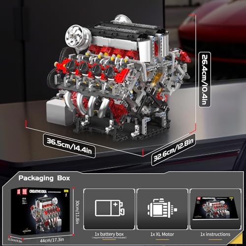 Image of Mould King 10130 V8 Engine Model Kit, Surper Car Engine that Works with Motor, Buildabe STEM Physical Science Educational Toy, Hobby Building Set for Adults (2718 Pieces)