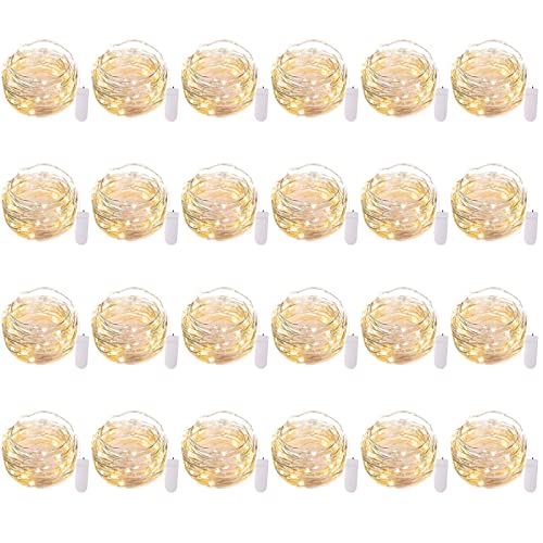 Brightown 24 Pack Fairy Lights Battery Operated – 7Ft 20 Led Mini String Lights Silver Wire Waterproof Firefly Starry DIY Lights for Bedroom Patio Wedding Party Christmas Decor (Warm White)