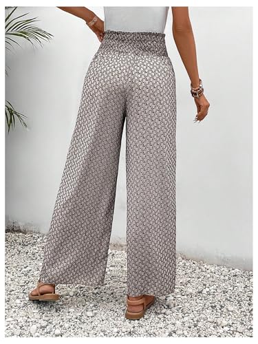 Verdusa Women's Wrap Slit Graphic Baggy Wrap Pants Vacation Casual Loose Long Trousers2