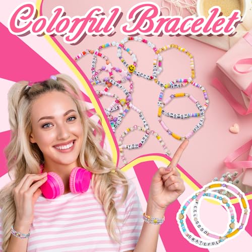 64 pcs Inspirational beaded Bracelets Bulk Adjustable Colored Motivational Bracelets Friendship Bracelets Encouragement Gifts for Women Men Home Office (beaded2)3