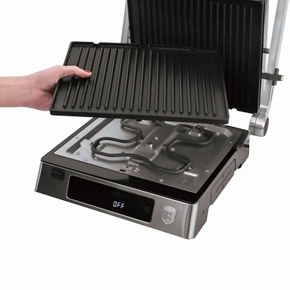 Berlinger Haus Elektrischer Kontaktgrill | 2-in-1 Panini-Grill & Tischgrill mit 2000W | Edelstahl-Design mit Antihaftoberfläche | Digitale Steuerung & LED-Anzeige | Abnehmbare Platten & Auffangschale – Bild 3