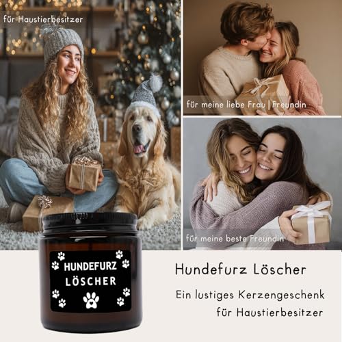 Geschenke für Hundebesitzer Frauen Duftkerze mit Spruch - Hundefurz Löscher Lustige Geschenk für Hunde Liebhaber Frau Freundin zum Geburtstag Valentinstag Weihnachten Geburtstagsgeschenk für Frauen