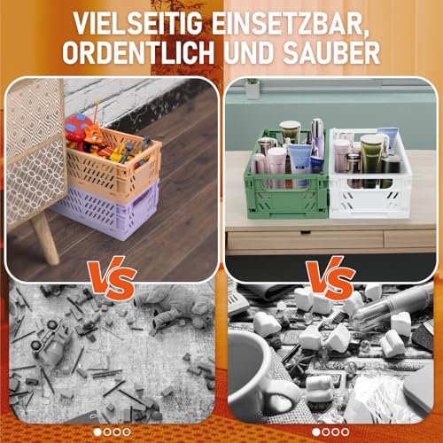 iHomara 4X Faltbarer Aufbewahrungskorb, Stabiler Klappkorb (25 * 16 * 10cm), Multifunktionaler Aufbewahrungsbox Organisation für Schrank, Bücherregal, Badezimmer, Schlafzimmer, Küche