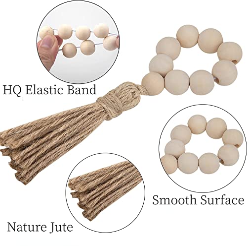 Uposao Wood Bead Napkin Rings Set of 12 - Image 3