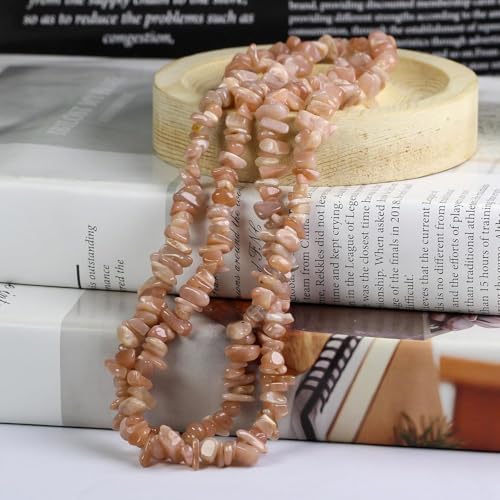 Image of HAAMIIQII 5-8mm Sunstone Chips Natural Chip Stone Beads for Jewelry Making
