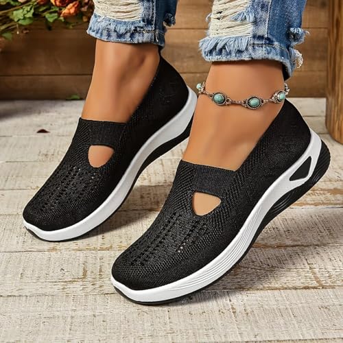 Orthopedic Walking Shoes for Women,2025 New Orthowalkway Womens Shoes,Woven Orthopedic Breathable Walking Sneaker Non-Slip Arch Support Slip on Shoes2