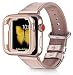 PEAK ZHANG Compatible with Apple Watch Band 38mm/40mm 42mm/44mm Women Men Leather Replacement Strap with Series 4/3 Rose Gold Clasp for iWatch Series 4,3,2,1 (Champagne Gold, 38mm 40mm S/M)