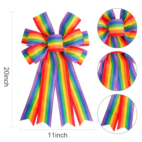 SIMISI RIBBON Pride Wreath Bow LGBT Rainbow Stripe Decorations Lesbian Gay Burlap Ornaments Bows
