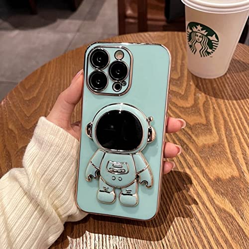 TUPODE Funda de teléfono de Astronauta de Lujo para iPhone 11 12 13 14 Pro MAX XS X XR 7 8 Plus SE 2020 22 Mini Funda de Silicona a Prueba de Golpes con Soporte, Verde, para iPhone 7