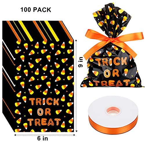 Tenare OH-TENARE-388494 100 Pcs Halloween Cellophane Treat Bags Plastic Goodie Candy Bags Corn Wrapped Gift Loot Bags thumb #1