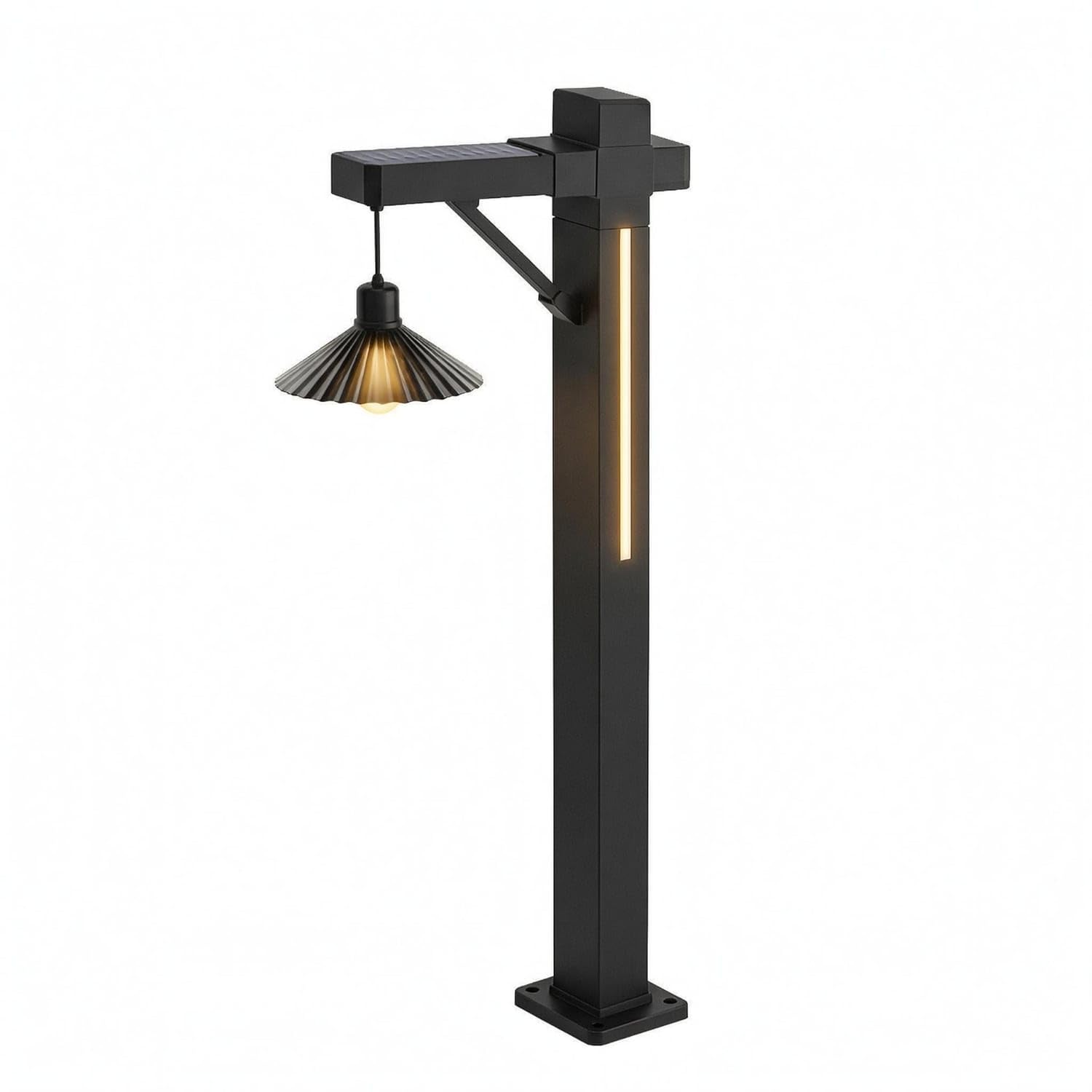 rechargeable solar lawn light stainless steel hanging umbrella lamp abs outdoor post light cordless for garden, courtyard, floor-standing