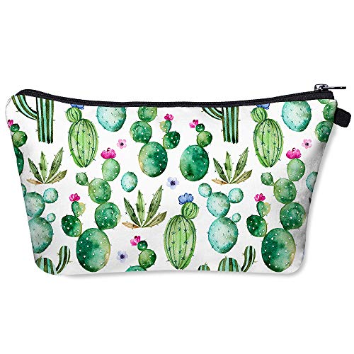Cactus And Flowers Cosmetic Bag Makeup Bags,Small Makeup Pouch Travel Toiletry Organizer With Zipper For Women Girls