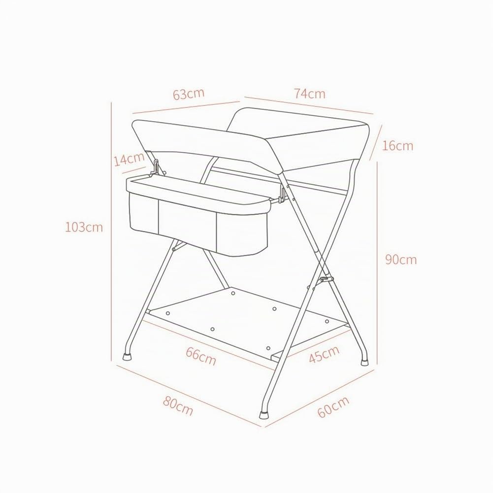 Table à Langer Pliable 2-en-1 - Structure Acier Renforcé 25 kg - Panier de Rangement Latéral Ergonomique 0-12 Mois (Gris)