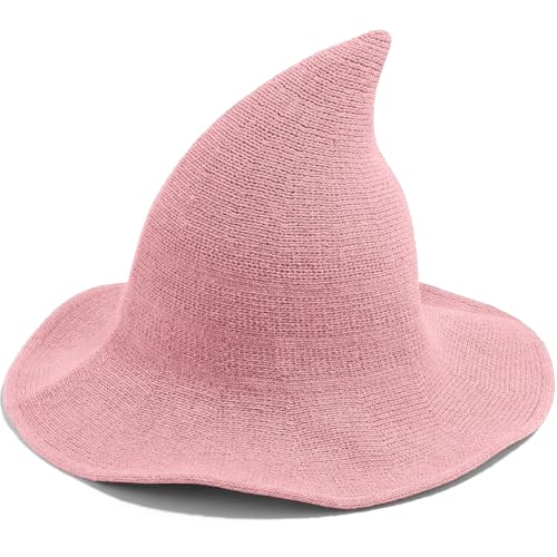 Leuceiy Halloween Witch Hat for Women Wide Brim Foldable Halloween Wool Hats for Party Cosplay Costume Accessory