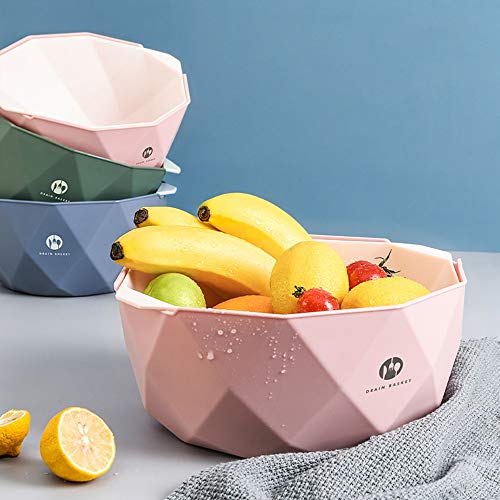CESUO Kitchen Colander Bowl Pasta Strainer Bowl, Fruit and Vegetable Colander, Double Layered Drain Basin and Basket… - Afbeelding 3