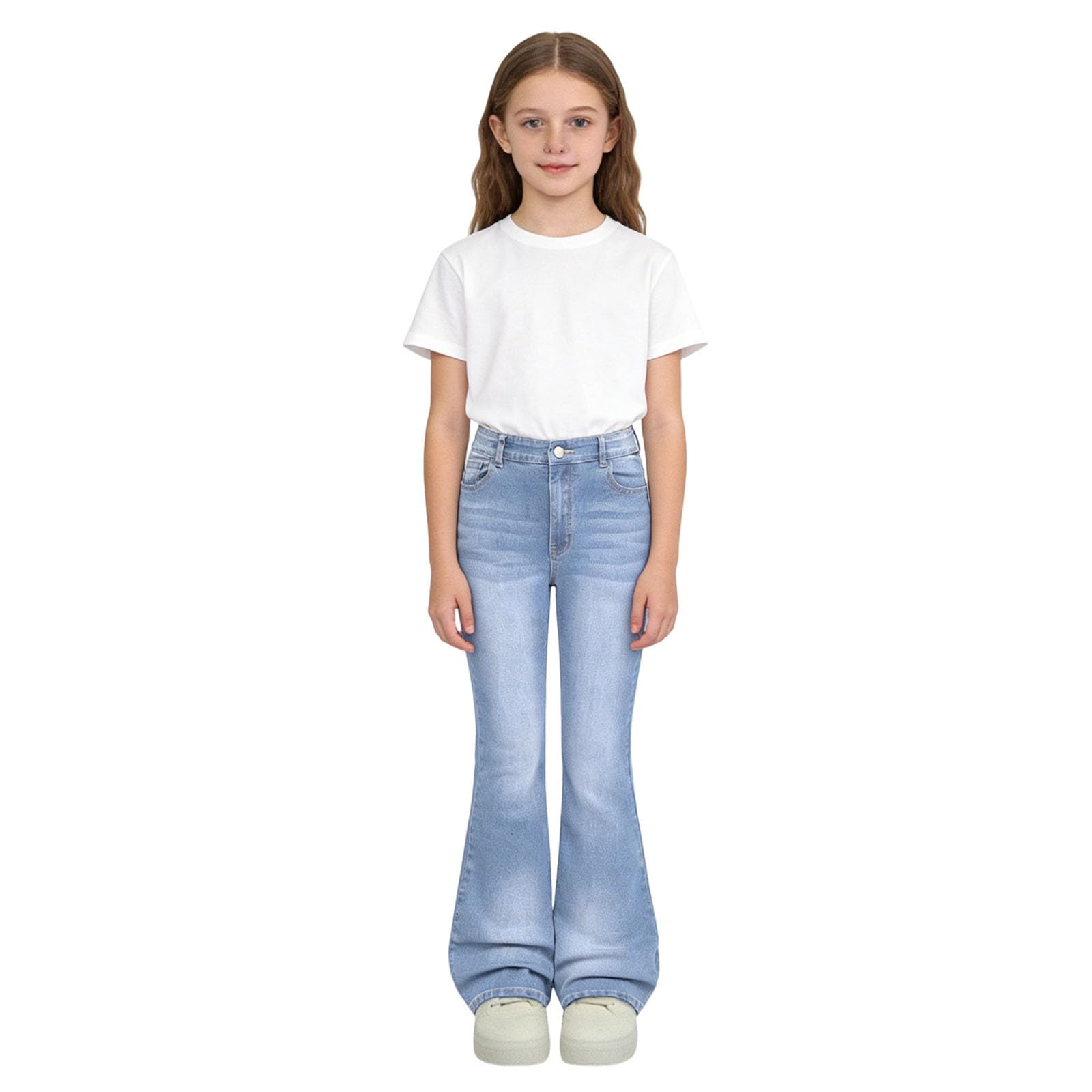 Pantaloni, Jeans A Zampa Elasticizzati per Ragazze, Comodi in Denim Attillati, Abbigliamento Casual alla Moda per Adolescenti, Vita Elastica, Tessuto Morbido, Confortevole per Tutta La Stagione