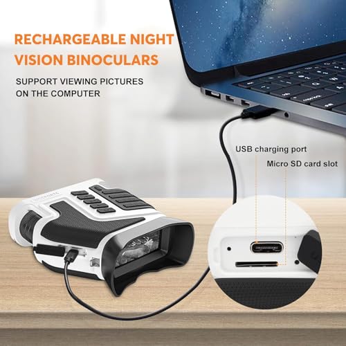 Image of WOSPORTS 4K Night Vision Goggles - 16MP Photo, up to 80x Magnification, 10X Optical & 8X Digital Zoom, 1015FT Vision, 3 inch Screen, 5000mAh Rechargeable Battery, Outdoor Camping, Gift for Men
