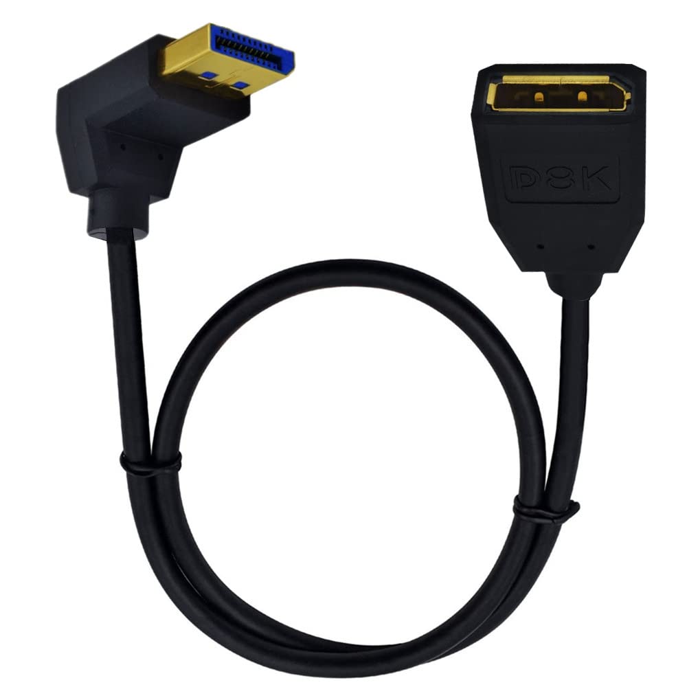 Cable de extensión macho a hembra DisplayPort (DP) de 2 pies en ángulo de 90 grados para PC/portátil con DP, MacBook, Surface Pro, Mac Mini 3