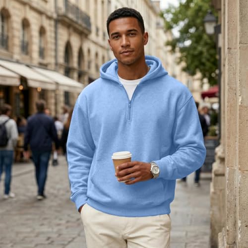 Zip Up Hoodie Men Classic Fleece 1/4 Zip Big and Tall Oversized Hoodies - image 6