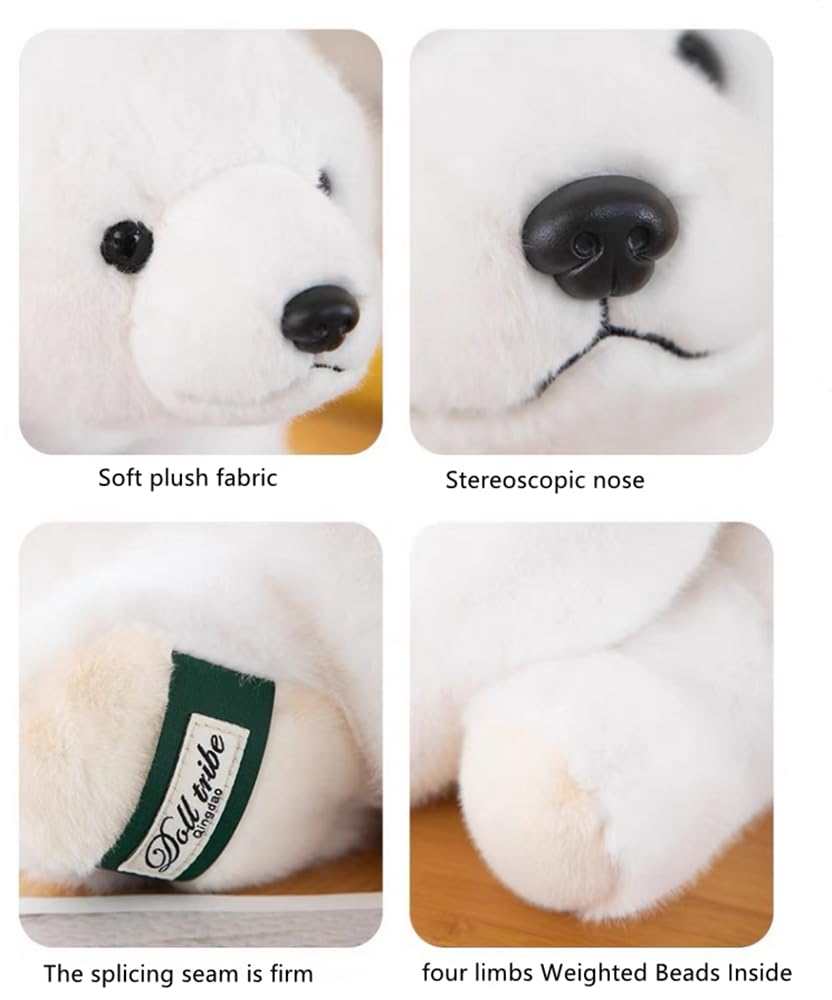 NatureMan Weighted Stuffed Animals,Weighted Polar Bear Plush Toys Cute Soft Plushies Gifts for Kids Adults (28CM) - Image 3