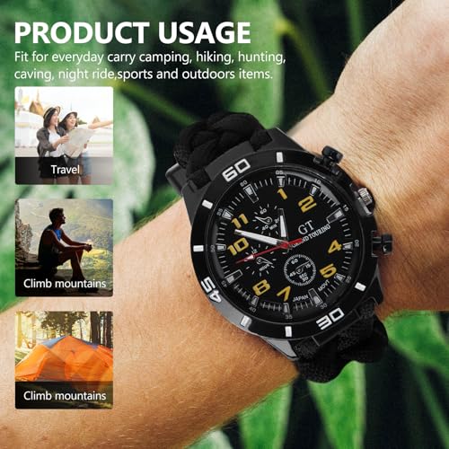 Reloj de montañismo Alasum con correa paracord de alta resistencia y termómetro 4